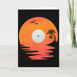 Vinyl Record Retro Disk Sea Beach Turntables Desig Card