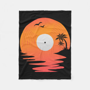 Vinyl Record Retro Disk Sea Beach Turntables Desig Fleece Blanket
