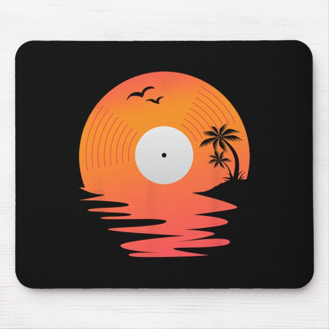 Vinyl Record Retro Disk Sea Beach Turntables Desig Mouse Mat (Front)