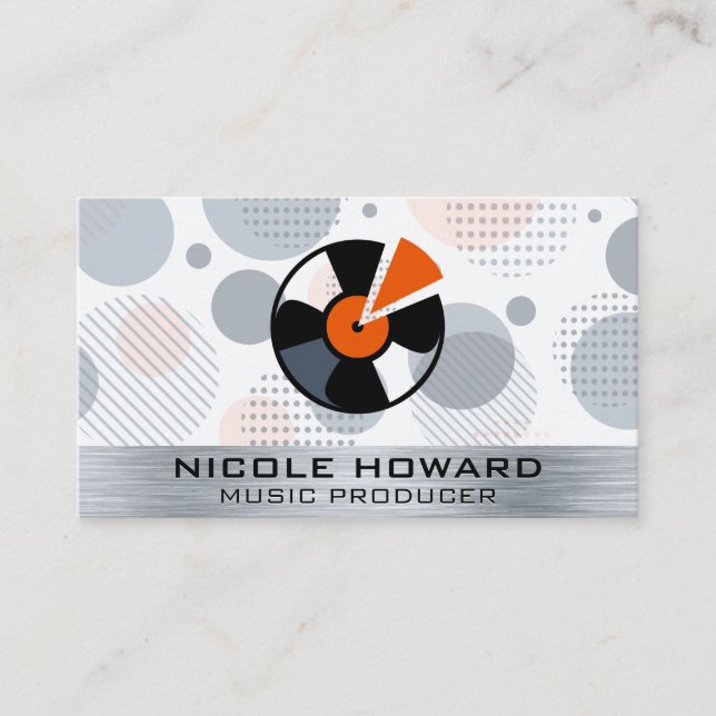 Vinyl Record | Retro Geometric | Metal Business Card (Front)
