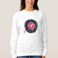 Vinyl Record Retro Grunge With Sakura Blossoms