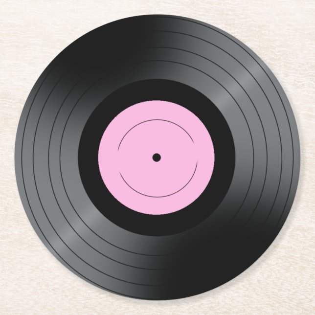 Vinyl Record Round Paper Coaster (Front)