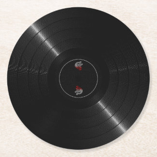 Vinyl record round paper coaster