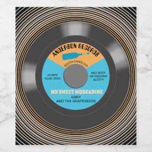 Vinyl record single personalised homemade wine label