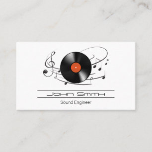 Vinyl Record Sound Engineer   Music Notes Business Card