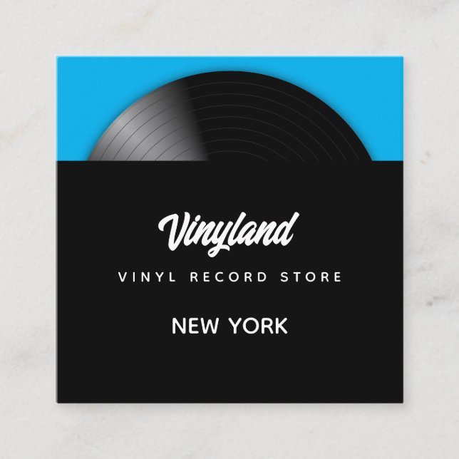 Vinyl Record Store Square Business Card (Front)