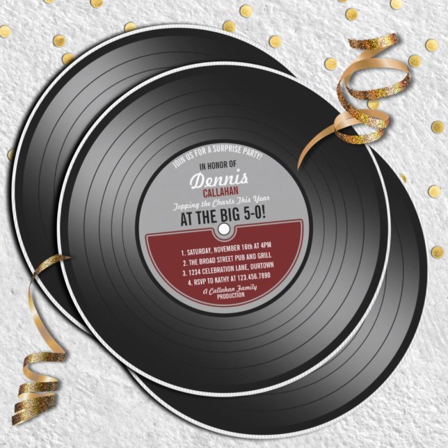 Vinyl Record Surprise Birthday Party Invitation (Creator Uploaded)