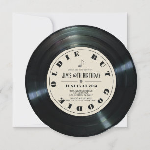 Vinyl Record Tan 60th Birthday Invitation