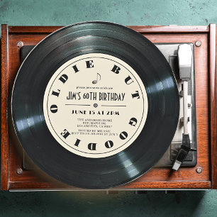 Vinyl Record Tan 60th Birthday Invitation