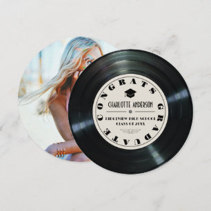 Vinyl Record Tan Graduation Announcement