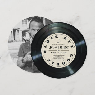Vinyl Record Tan Photo 60th Birthday Invitation