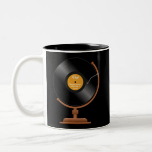 Vinyl Record Timeless Treasure, Endless Joy Globe Two-Tone Coffee Mug