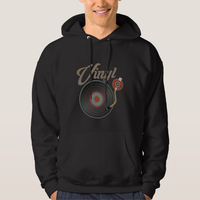 Vinyl Record Turntable Style Music Retro Record DJ Hoodie (Front)