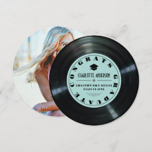 Vinyl Record Turquoise Graduation Announcement