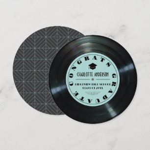 Vinyl Record Turquoise Graduation Announcement