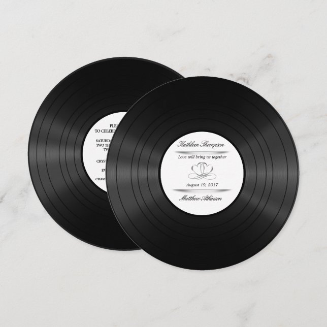 vinyl record wedding invitation (Front/Back)
