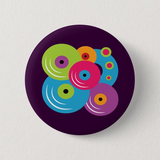 Vinyl Records 6 Cm Round Badge (Front)