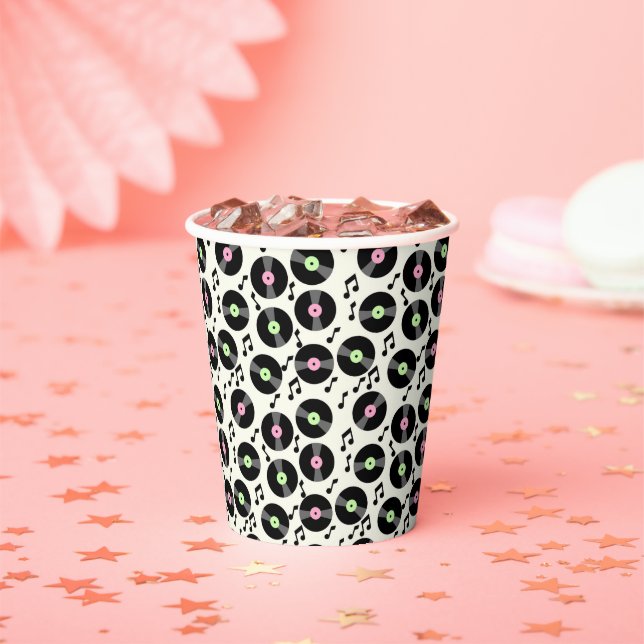 Vinyl Records and Music Notes Pattern Paper Cups (Insitu)