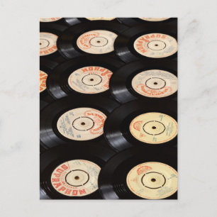 Vinyl Records Background Postcard