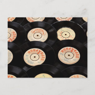 Vinyl Records Background Postcard