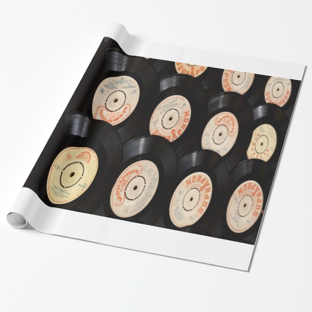 Vinyl Records Background Wrapping Paper (Unrolled)