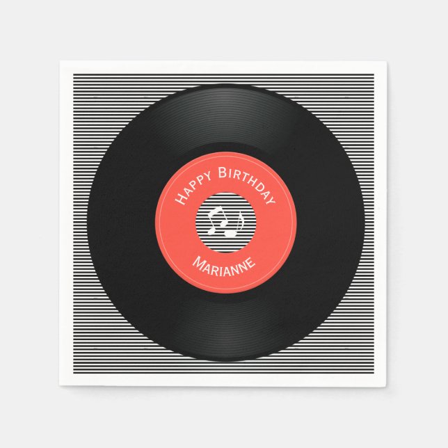 Vinyl Records Design Paper Napkins (Front)