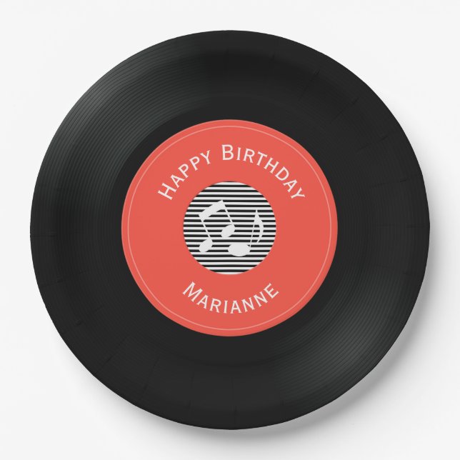 Vinyl Records Design Paper Plates (Front)