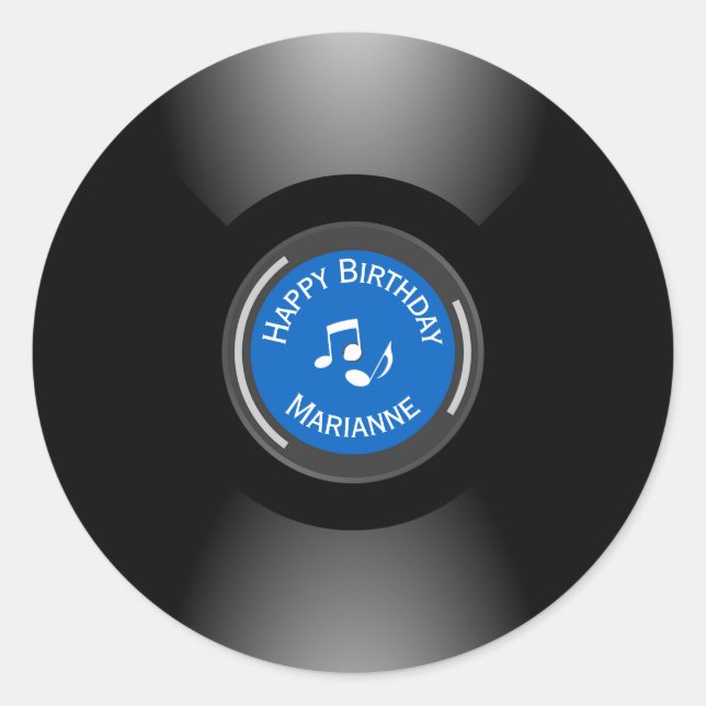 Vinyl Records Design Round Sticker (Front)