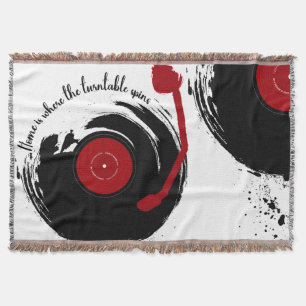 Vinyl Records Home Is Where The Turntable Spins Throw Blanket