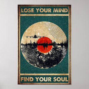 Vinyl Records Lose Your Mind Find Your Soul Retro Poster