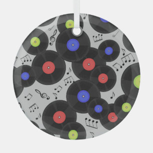 Vinyl Records: Music Note Pattern Glass Tree Decoration