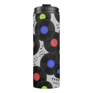 Vinyl Records: Music Note Pattern Thermal Tumbler