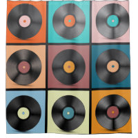 Vinyl Records. Retro LP Discs Set vintage Illustra