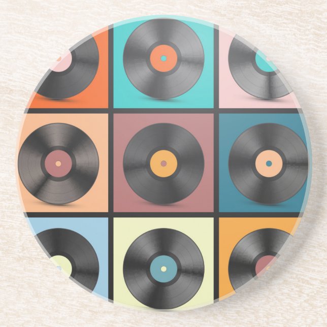 Vinyl records: retro LP set. Coaster (Front)