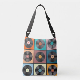 Vinyl records: retro LP set. Crossbody Bag
