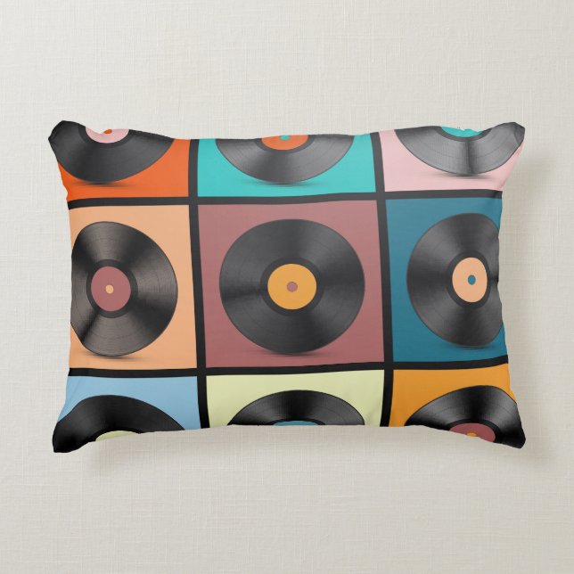 Vinyl records: retro LP set. Decorative Cushion (Front)