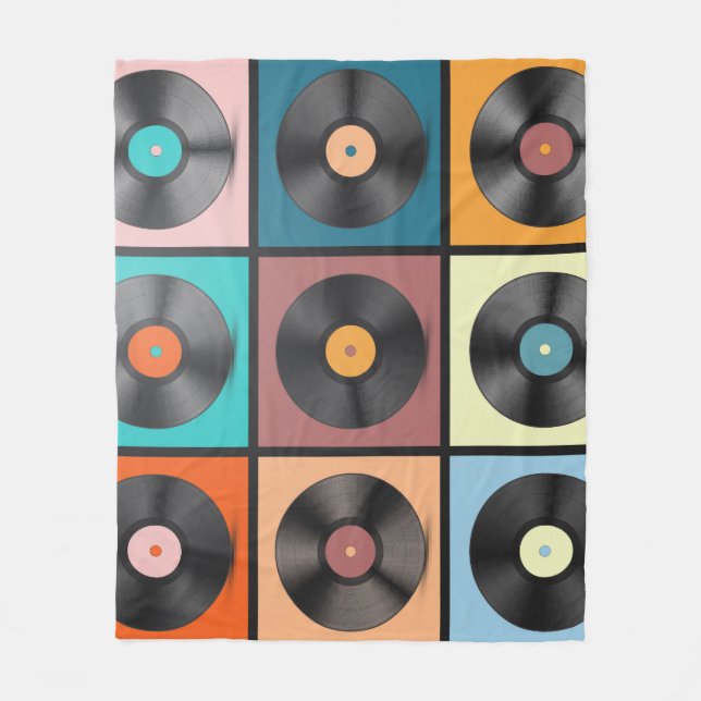 Vinyl records: retro LP set. Fleece Blanket (Front)