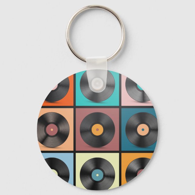 Vinyl records: retro LP set. Key Ring (Front)