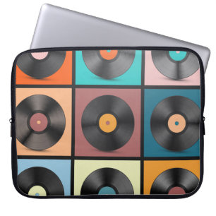 Vinyl records: retro LP set. Laptop Sleeve