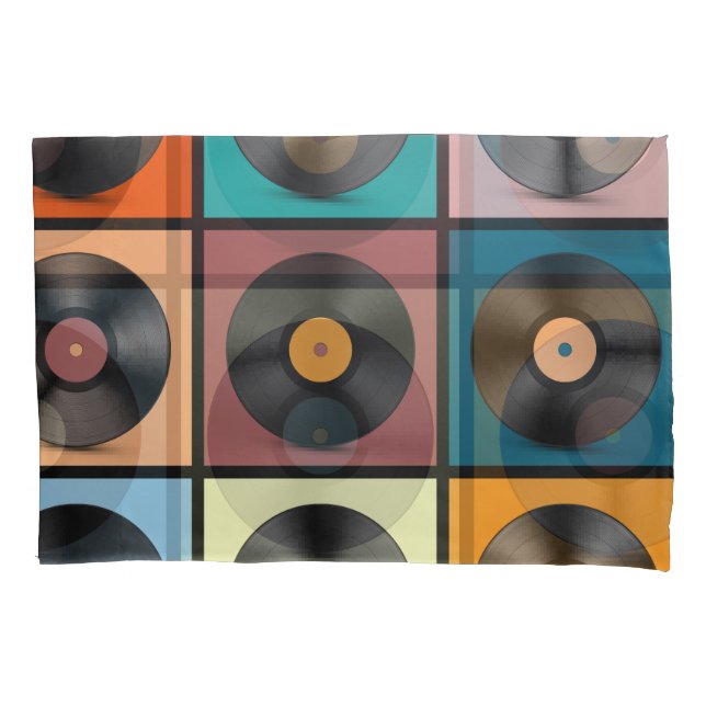 Vinyl records: retro LP set. Pillowcase (Front)