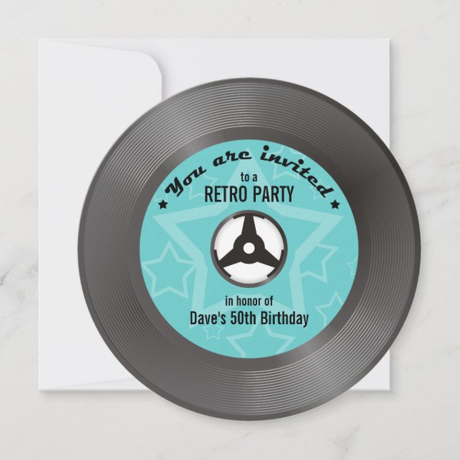 Vinyl Retro Party Invitation (Front)