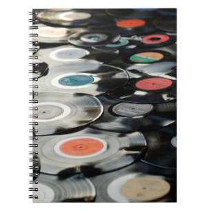Vinyl retro plastic old black notebook
