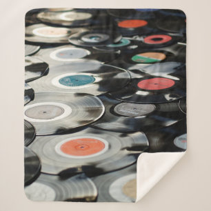 Vinyl retro plastic old black sherpa blanket