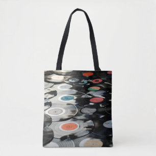 Vinyl retro plastic old black tote bag