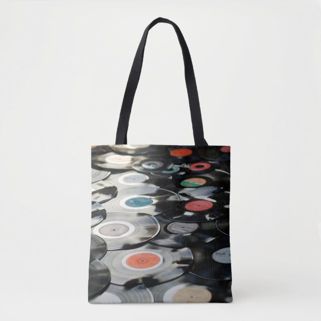 Vinyl retro plastic old black tote bag (Front)