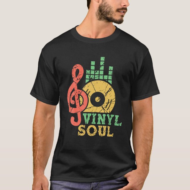 Vinyl Soul Musician Old School Music DJ Turntables T-Shirt (Front)