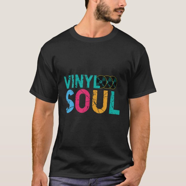 Vinyl Soul Musician Old School Music DJ Turntables T-Shirt (Front)
