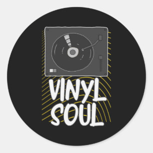 Vinyl Soul Record Turntable DJ Classic Round Sticker