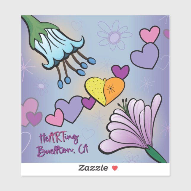 Vinyl Sticker - heARTing Flowers - Buellton.Art (Sheet)