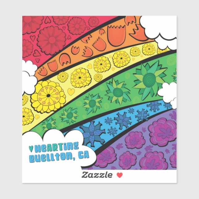 Vinyl Sticker - Rainbow Flowers -Buellton.Art (Sheet)